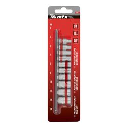 Jogo de Soquete Sextavado 1/4" - 4 a 13mm - 10 Peças MTX 135599