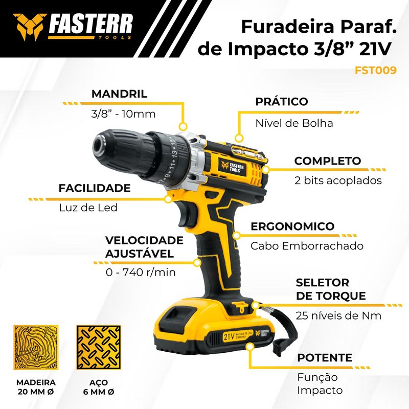 Furadeira Parafusadeira 38” 21V com 2 Baterias, 33 Acessorios e Maleta Fasterr FST009 13.jpg