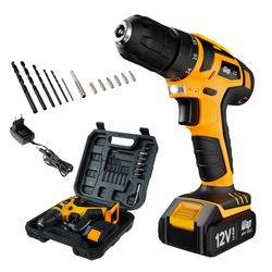 Parafusadeira e Furadeira a Bateria Li-Ion 12V com Acessórios WAP BPF 12K3