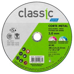 Disco Corte Classic 180x3.0x22.23mm AR302 NORTON 66252842711