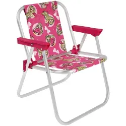 Cadeira De Praia Infantil Alumínio Barbie Rosa Bel 025210