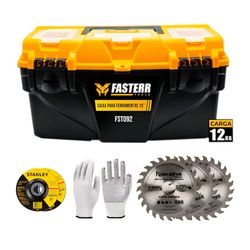 Kit 3 Discos Serra Circular 24 Dentes 110mm Titanium + 2 Discos De Desbaste + Caixa Fasterr 15 Pol. E Luvas